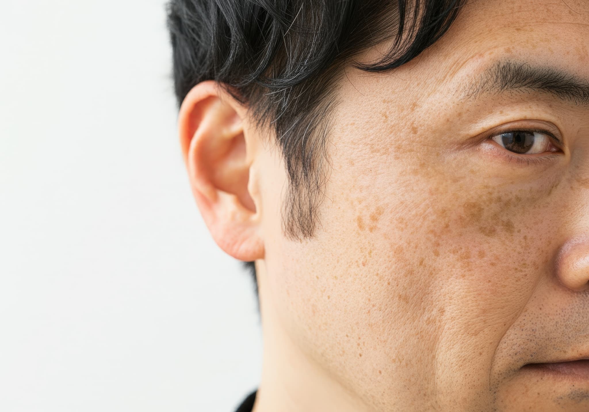 シミのある40代男性の顔